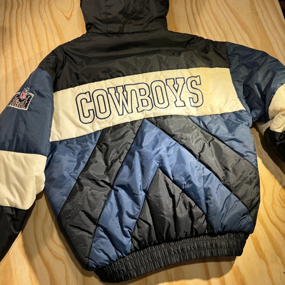 Pro Player Men's Dallas Cowboys Vintage Puffer Jacket Blue White NFL Size M